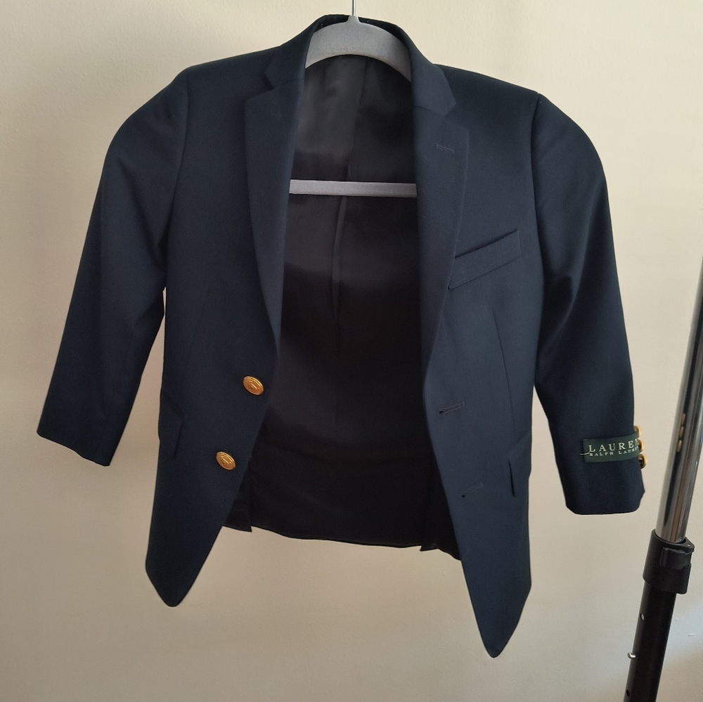 Lauren Ralph Lauren Kids Navy  Button Front Blazer Polyester  Unisex Size 6